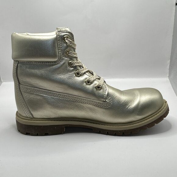 Timberland 6-Inch Premium Waterproof Boots Gold Leather Women’s 7.5M Store Model - Picture 5 of 16